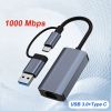USB C Ethernet Network Adapter For Macbook Pro Laptop 1000 Mbps USB-C 3 0 To RJ45 Dual USB 3.0 Type-C Network Card Lan Samsung Gift For Birthday/Easte