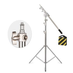 Tripod for Camera Aluminum Alloy Light Stand 290cm Portable Stand For Ring Light Live Youtube Cellphone Video & Photography Soft (Color: with cantilever)