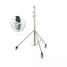 Super Stable Stainless Steel Big Tripod 2.8M Foldable Light Stand Tripod Photography For Fill Spot Light Softbox Photo Studio (Color: With Wheels)
