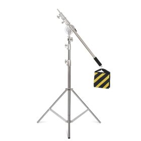 Super Stable Stainless Steel Big Tripod 2.8M Foldable Light Stand Tripod Photography For Fill Spot Light Softbox Photo Studio (Color: With 2.5m Boom)