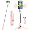 44.9 Inch Foldable Extendable Selfie Stick Mobile Phone Tripod With Front & Rear Light; Detachable Remote Release Hands Free Shooting Compatible With